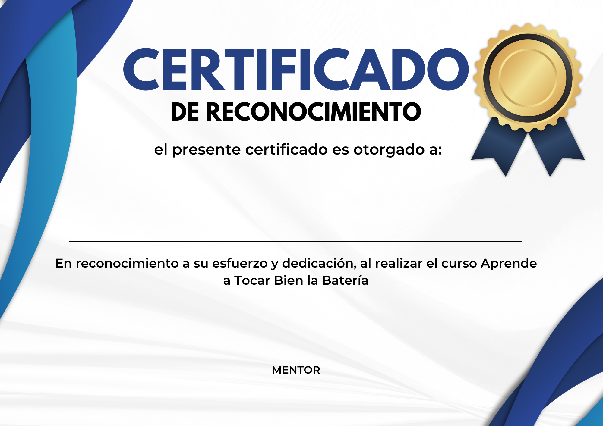 White and Blue Modern Elegant Recognition Certificate A4